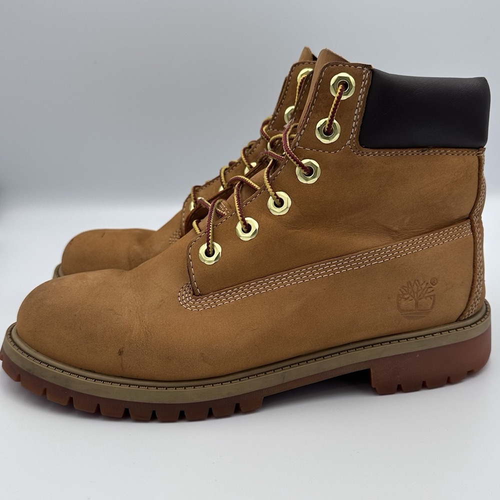 Timberland‎ 6-Inch Premium Boots Wheat Nubuck Waterproof Junior Size 6M - Used - Picture 3 of 10